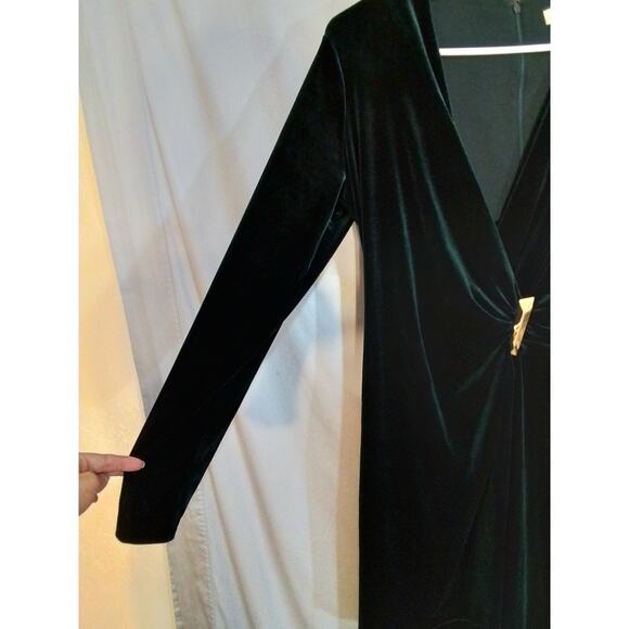 Calvin Klein dark green velvet dress - Picture 5 of 7